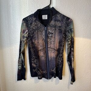 Skinny Minnie Black Graphic Zip Bomber Jacket